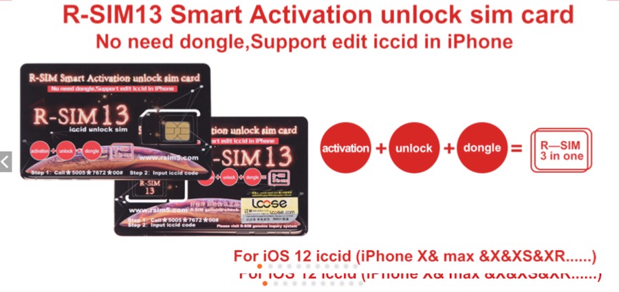 RSIM 13 Unlock Iphone iOS12 XS/8/7/6/6S 4G LTE